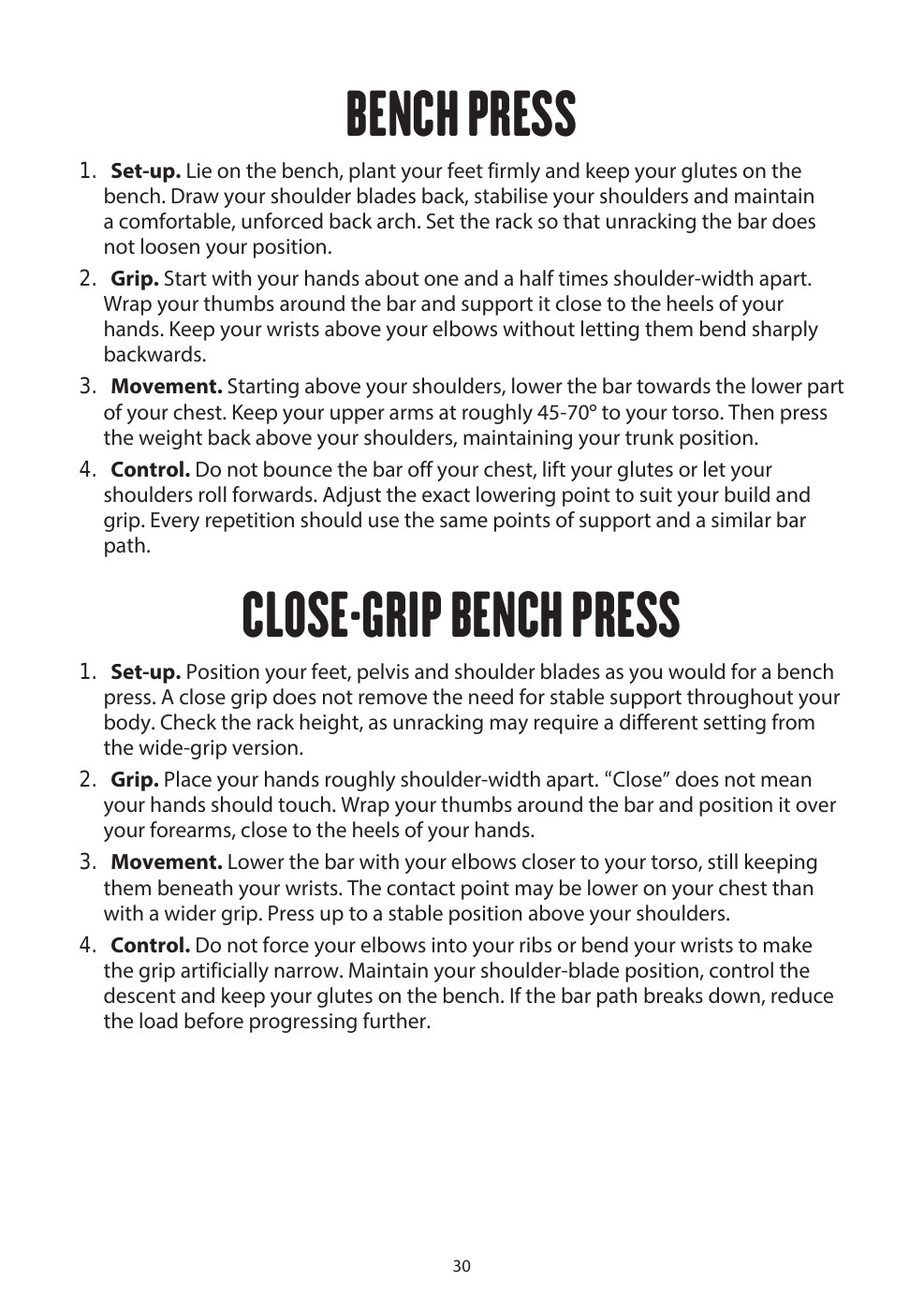 PDF page 36 of the book: EXERCISE TECHNIQUE